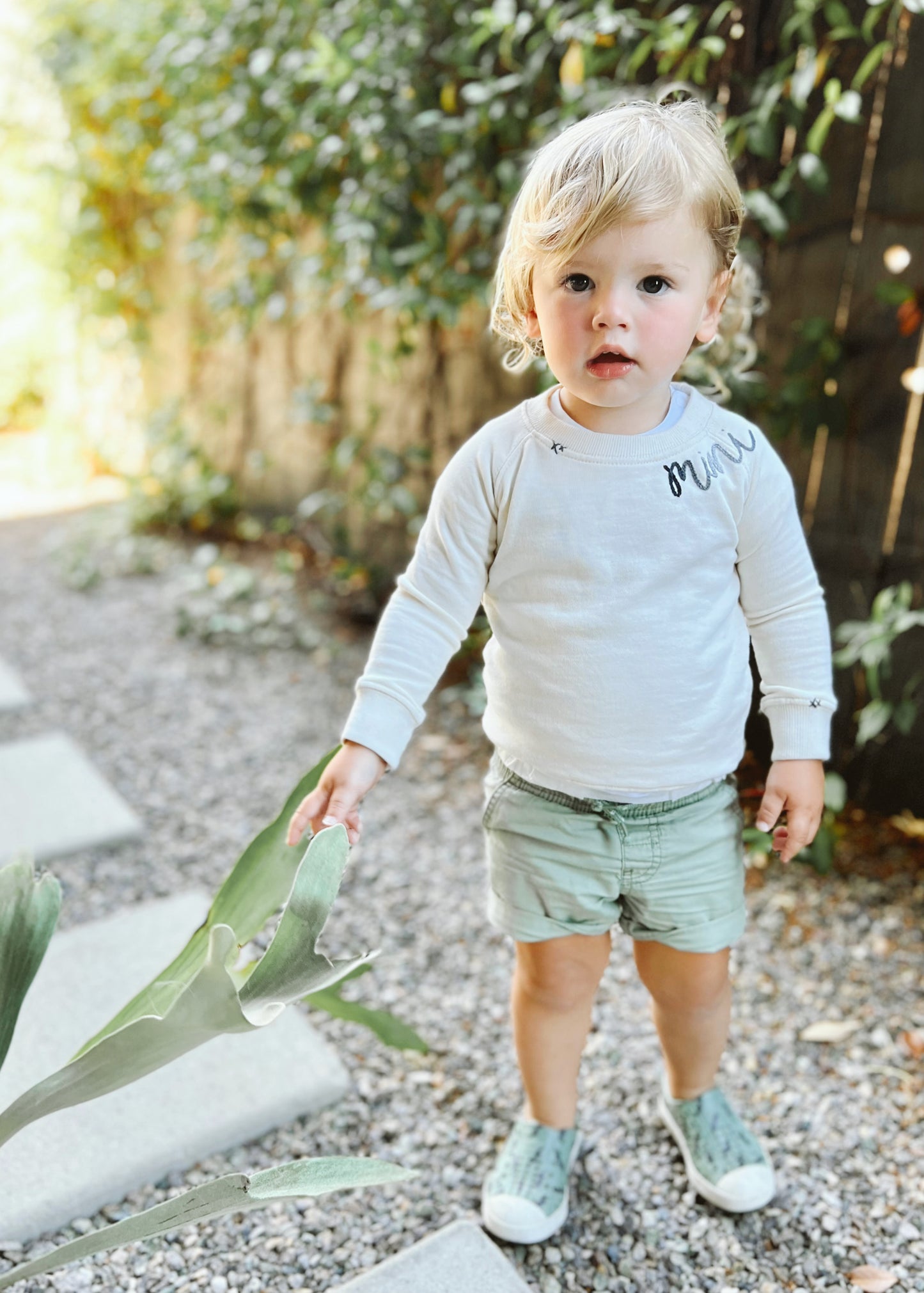 MAMA and MINI hand embroidered matching sweatshirt - BONE