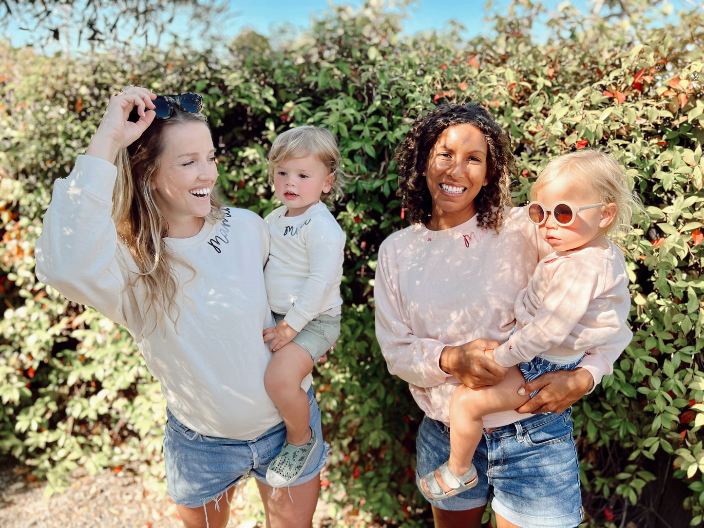 MAMA and MINI hand embroidered matching sweatshirt - DUSTY ROSE