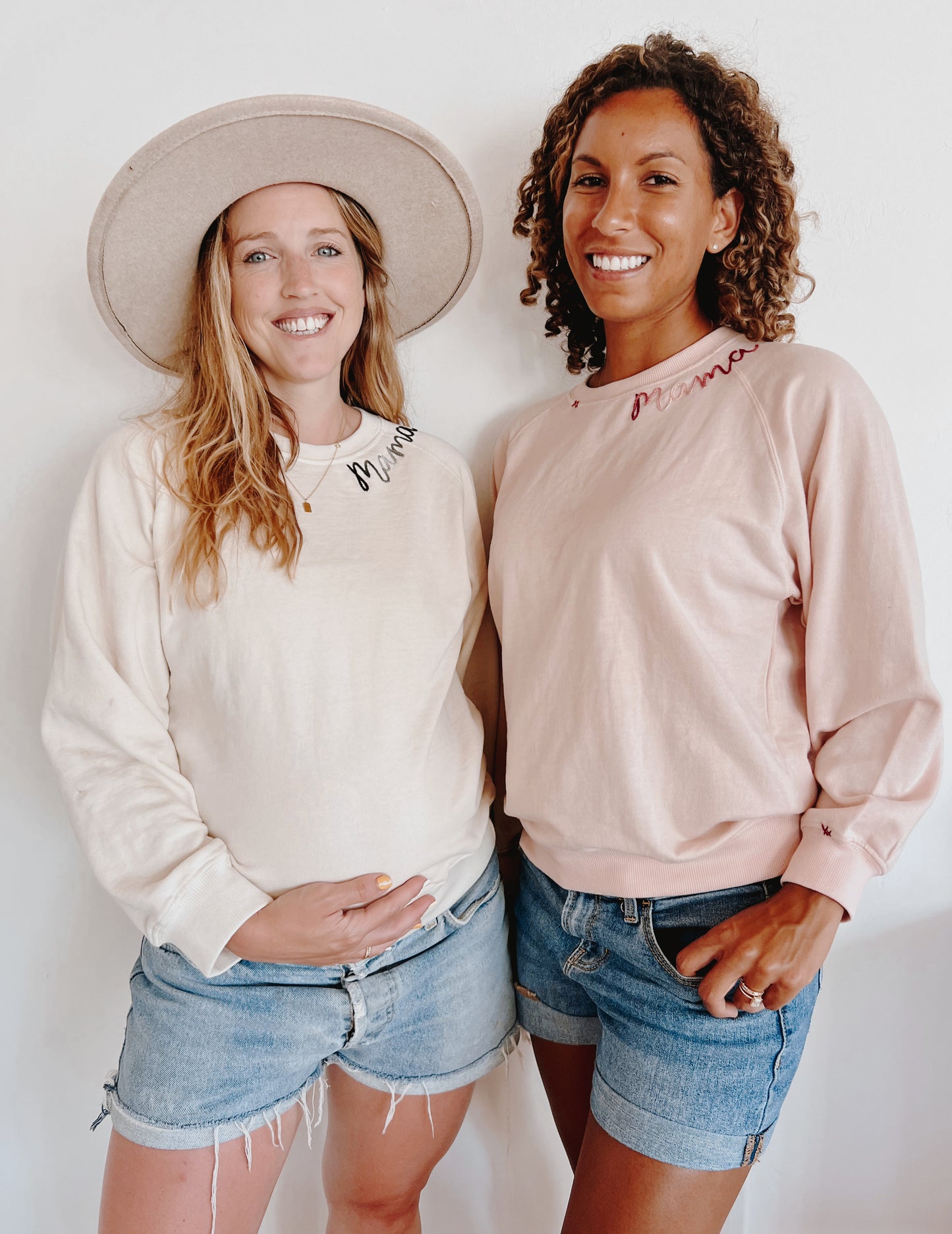 MAMA and MINI hand embroidered matching sweatshirt - DUSTY ROSE