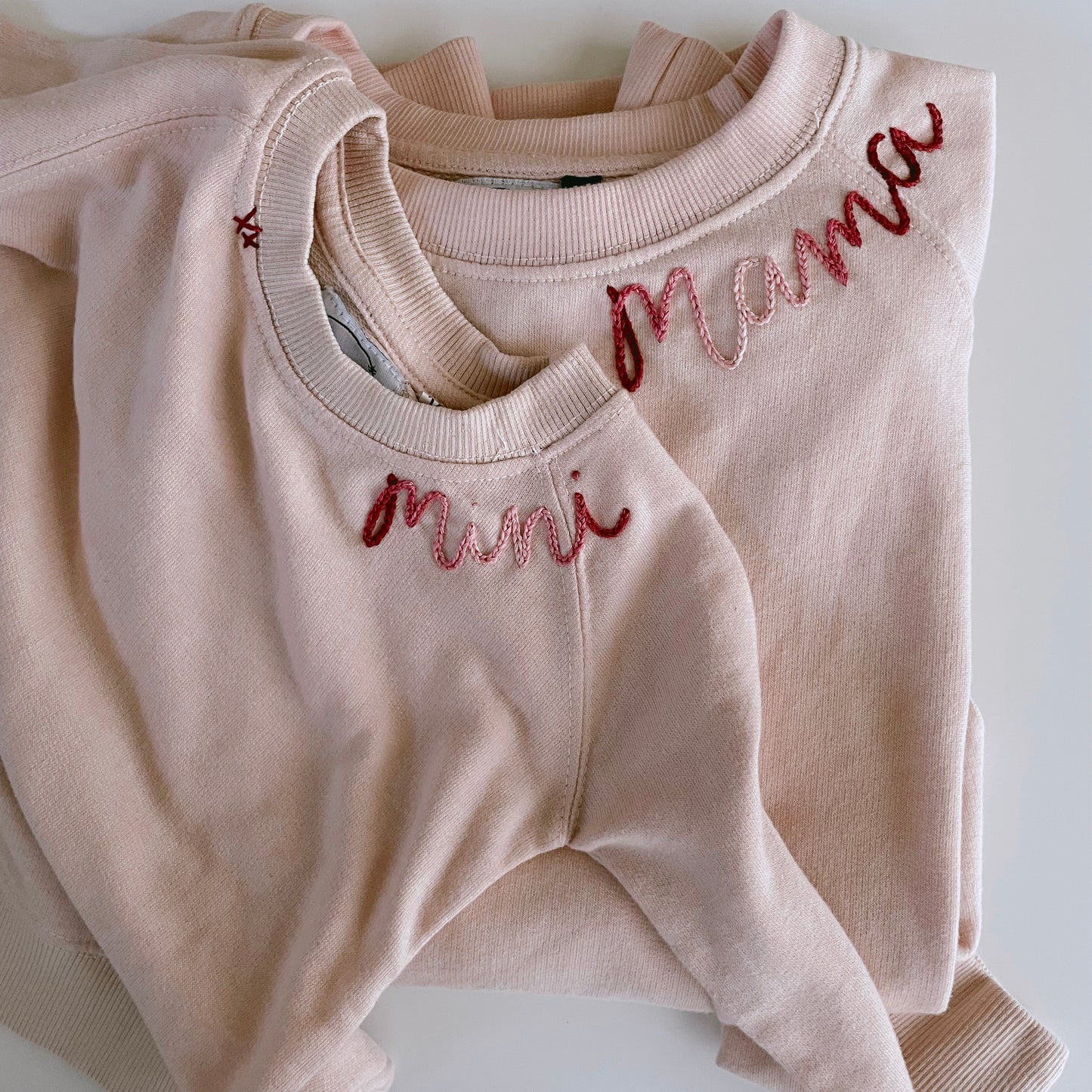 MAMA and MINI hand embroidered matching sweatshirt - DUSTY ROSE